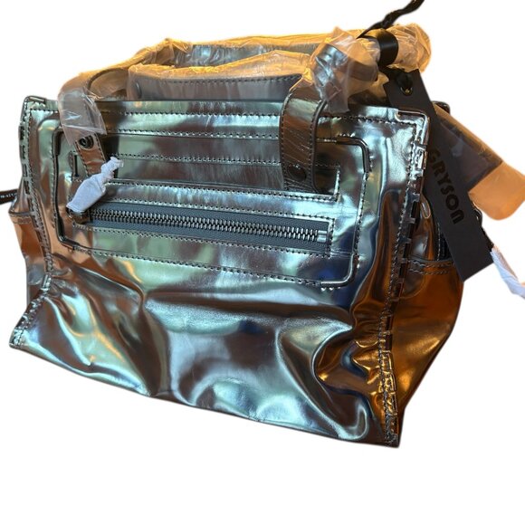 Grayson Holiday 2012 Studded Metallic Pewter Leather Satchel - Picture 4 of 10